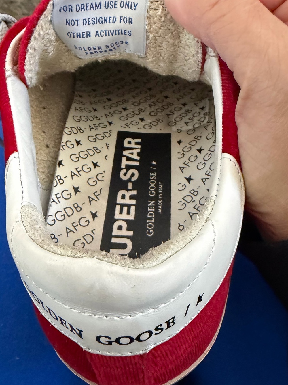 Golden Goose Red Velvet Sneakers with Silver Glitter Star - Picture 5 of 9